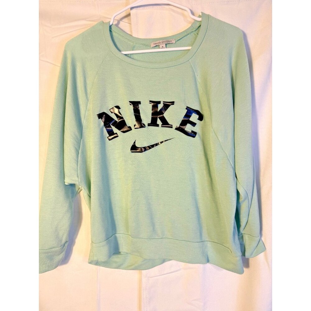 Nike Cropped Sweatshirt Teal Soft Sport Girl Streetwear Womens Medium M